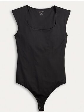 Nine West sculpting square neck cap sleeve black bodysuit medium